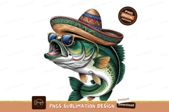 Cool Bass Fish With Sombrero Illustration Product Image 1
