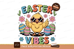 Chick wearing star sunglasses with easter eggs and flowers Product Image 1