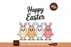 Four fluffy chicks wearing bunny ears easter yellow Product Image 1