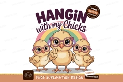 Three chicks wearing glasses and flowers yellow rainbow Product Image 1