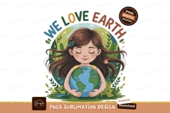 Girl holding planet earth with love image Product Image 1