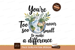 Earth planet with green leaves and inspirational text Product Image 1