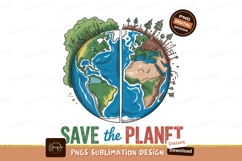 Earth divided healthy versus damaged planet deforestation Product Image 1