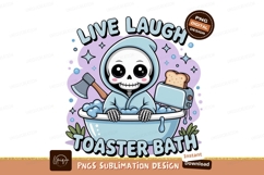 Skeleton in bathtub with toaster and axe bubbles Product Image 1