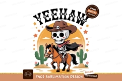 Skeleton cowboy riding horse desert sunset image Product Image 1