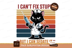 Grumpy cat nurse holding syringe stethoscope medical Product Image 1
