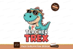 Cool teacher dinosaur holding paper sunglasses letter Product Image 1