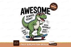 Green dinosaur wearing sunglasses riding skateboard Product Image 1