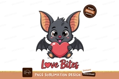 Cute bat holding heart love cartoon Product Image 1
