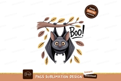 Cute bat hanging on branch with autumn leaves image Product Image 1