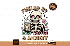 Skeleton holding iced coffee with flowers anxiety Product Image 1