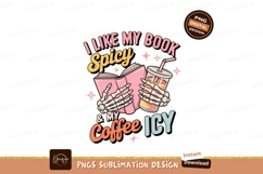 Skeleton hands holding spicy book icy drink coffee Product Image 1