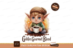 Elf holding coffee cup surrounded by beans drink Product Image 1