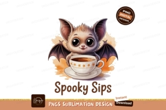 Cute bat holding coffee cup saucer Product Image 1