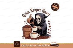 Grim Reaper pouring coffee skeleton beans Product Image 1