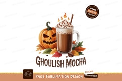 Spooky pumpkin hot chocolate with flames jackolantern Product Image 1