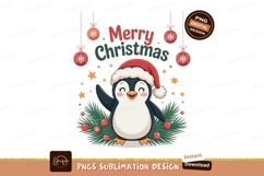 Festive penguin wearing santa hat waving christmas Product Image 1