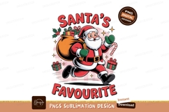 Jolly Santa Claus Running With Gift Bag christmas Product Image 1