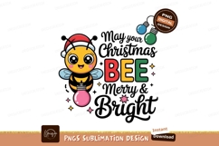 Cute bee with santa hat and festive lights christmas Product Image 1