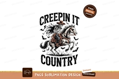 Skeleton Cowboy Horse Creepin It Country Art Product Image 1