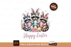 Raccoons With Easter Eggs Sublimation Png Product Image 1