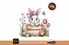 Watercolor Easter Bunny Girl Flower Illustration Product Image 1