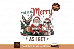 Merry Santa Reindeer Snowman Sublimation Png Product Image 1