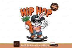 Cool Rabbit Skateboarding With Carrot Sublimation Png Product Image 1
