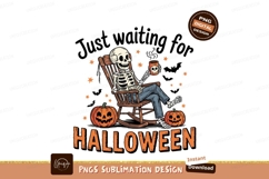 Skeleton Waiting For Halloween Sublimation Png Product Image 1