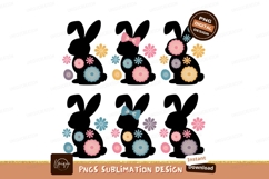 Easter Bunnies With Flowers Sublimation Png Product Image 1