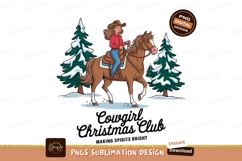 Cartoon Cowgirl Riding Horse Winter Scene Product Image 1