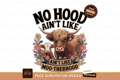 Highland Cow Motherhood Sublimation Png Art Product Image 1