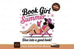 Book Girl Summer Reading Beach Illustration Product Image 1