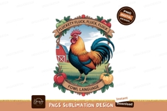 Colorful Rooster On Farm Sublimation Png Product Image 1