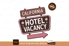 California Hotel Vacancy Wooden Sign Illustration Product Image 1