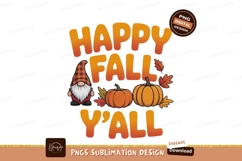 Happy fall gnome pumpkins autumn leaves Product Image 1