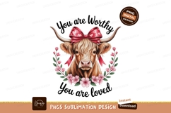 Highland cow pink floral wreath animal Product Image 1