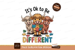 Highland cows wearing autism puzzle pieces image Product Image 1