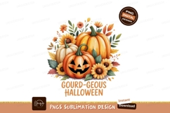 Orange white pumpkins sunflowers autumn leaves fall Product Image 1