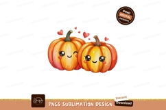 Cute happy pumpkins with hearts orange love Product Image 1
