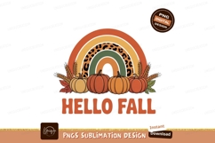 Autumn rainbow pumpkins wheat Sublimation leaves Product Image 1