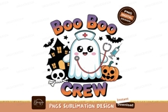 Cute ghost nurse with stethoscope and syringe pumpkin Product Image 1