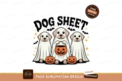 Three dogs wearing ghost costumes holding pumpkins Product Image 1