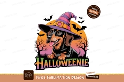 Dachshund witch hat Halloween night image Product Image 1