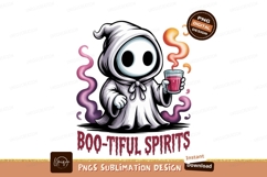 Cute ghost holding drink with smoke spooky halloween Product Image 1