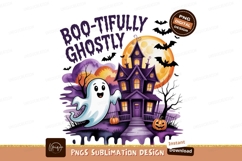 Happy ghost haunted house moon bats halloween Product Image 1