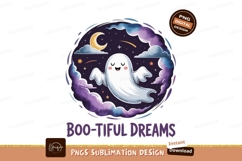 Cute ghost floating in starry night sky halloween Product Image 1