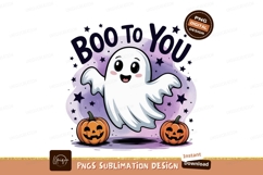 Cute ghost with pumpkins and stars halloween Product Image 1
