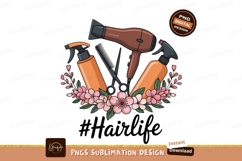 Hairdresser tools flowers comb scissors Product Image 1