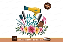 Hairdresser tools flowers text dryer scissors Product Image 1